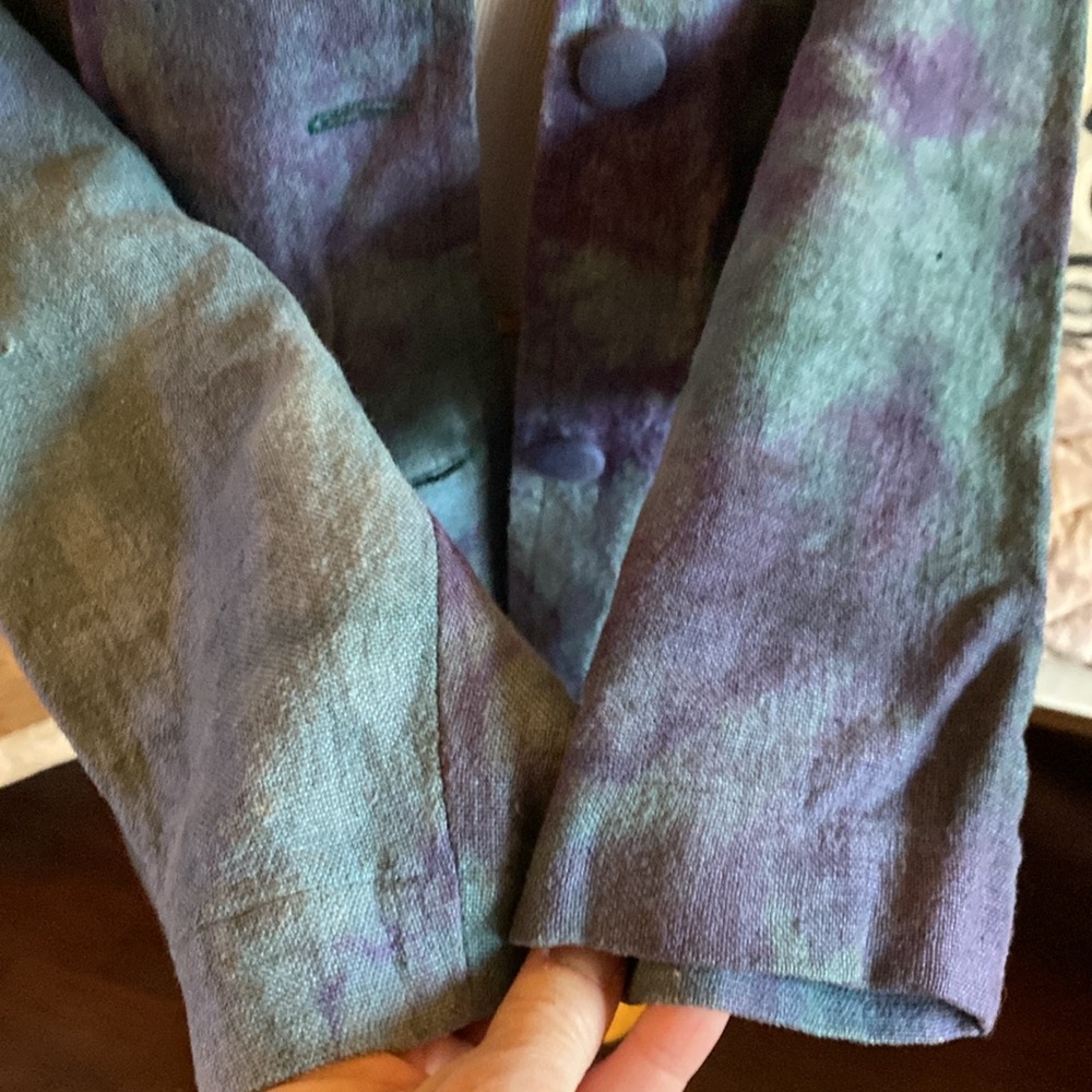 ARTISAN ANNA CARLSON amazing linen appliqué embroidered jacket!! Size M oversize - Picture 14 of 15